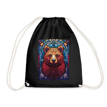 Stained Glass Grizzly Bear Hunter Geometric Animal - Turnbeutel - Schwarz - Vorne