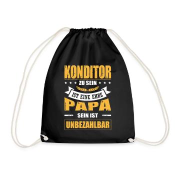 Konditor Sein Ist Eine Ehre Papa Sein Unbezahlbar - Turnbeutel - Schwarz - Vorne