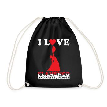 I love flamenco and maybe 3 people - Drawstring Bag - black - Front