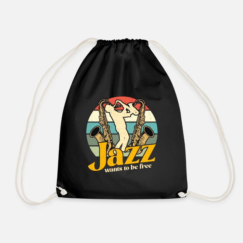 Jazz Music Jazz Wants To Be Retro Saxophone Lover - Drawstring Bag - black