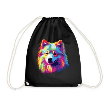 Aquarelle colorée Japon Spitz - Sac de sport léger - noir - Devant