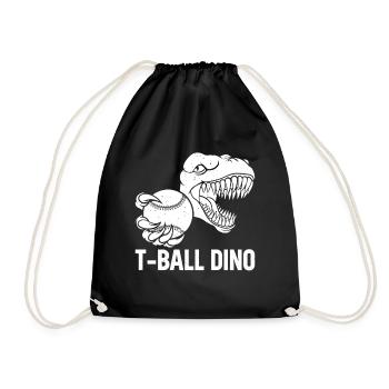 T-ball Dino Tee-ball Player Dinosaur - Drawstring Bag - black - Front