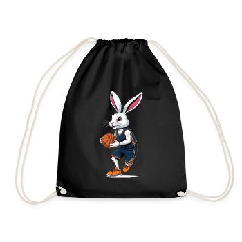 Basketball Player Easter Bunny Funny Streetwear - Drawstring Bag - black - Front