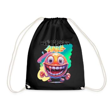 Dont Forget to Smile. Joy, happiness, positivity, - Drawstring Bag - black - Front