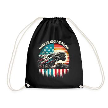 Wrecking Season - Demolition Derby Fan Shirt - Drawstring Bag - black - Front