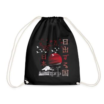 Japanese Art Japan Fuji Torii - Drawstring Bag - black - Front