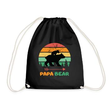 Père Papa Ours Fête des Pères Ours Rétro Enfant Mignon - Sac de sport léger - noir - Devant