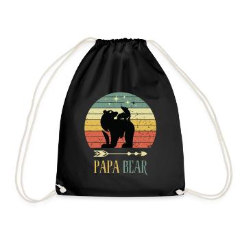 Papa Papa Ours Fête des Pères Ours Retro Kid Offspring - Sac de sport léger - noir - Devant