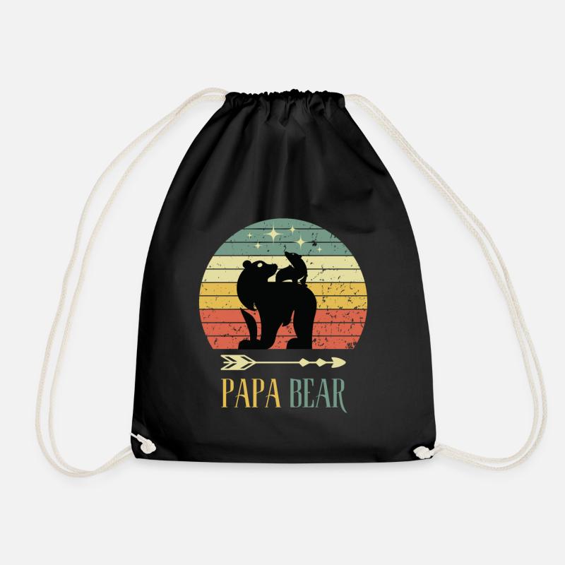 Vater Papa Bear Vatertag Bär Retro Kind Nachwuchs - Turnbeutel - Schwarz