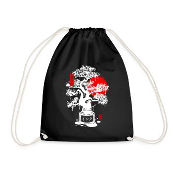 Japanische Bonsai-Tinte - Weiß - Turnbeutel - Schwarz - Vorne
