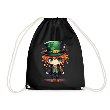 Anime Leprechaun Kawaii Chibi Irish Mythical Creat - Turnbeutel - Schwarz - Vorne
