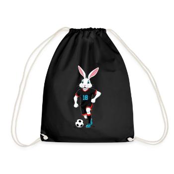 Osterhase Fußballspieler Ostern Fußball Design - Turnbeutel - Schwarz - Vorne
