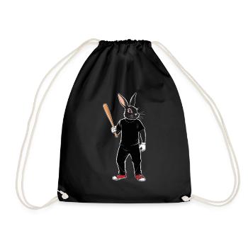 Baseballspieler Osterhase Ostern Baseball - Turnbeutel - Schwarz - Vorne