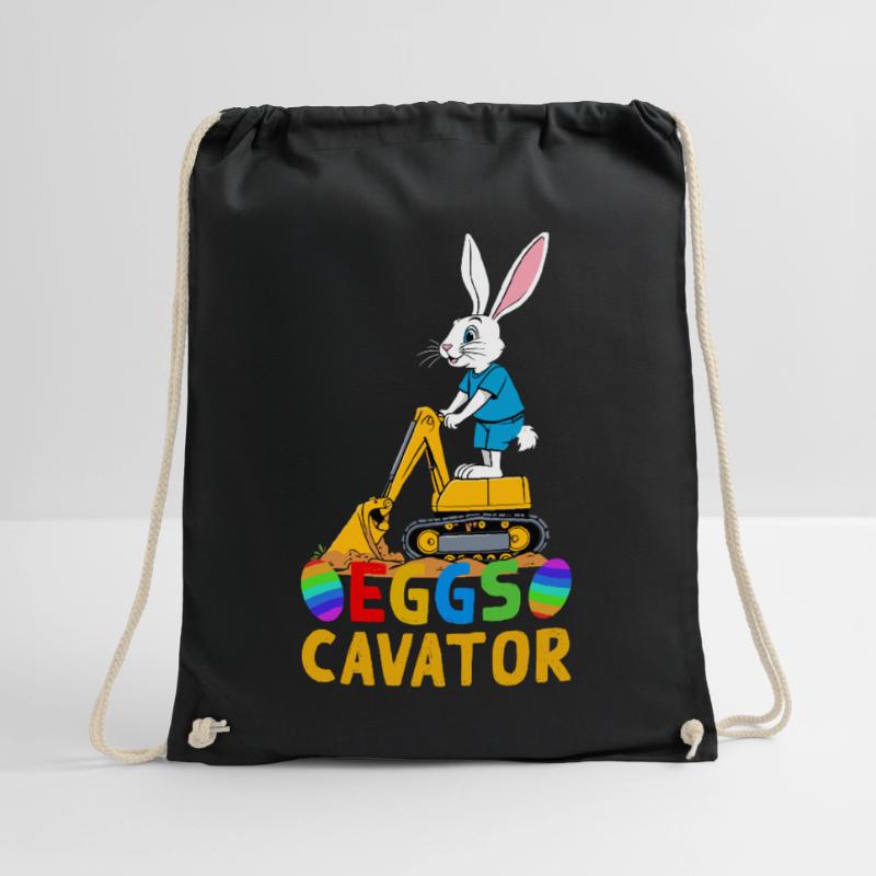 Funny Easter Saying Easter Bunny Excavator Driver Drawstring Bag