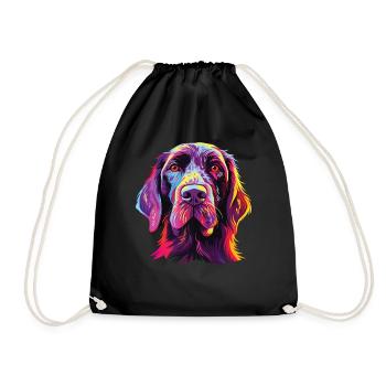 Watercolor Colorful German Wirehaired Sweater - Drawstring Bag - black - Front
