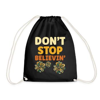 Blütenmuster mit Positiv-Slogan - Turnbeutel - Schwarz - Vorne