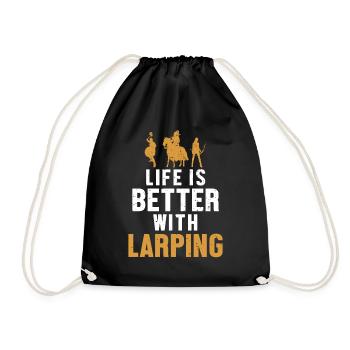 Life is Better with Larping LARPing Weapons Armor - Drawstring Bag - black - Front