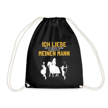 Ich liebe meinen Mann LARP LARPing Weapons Armor - Turnbeutel - Schwarz - Vorne