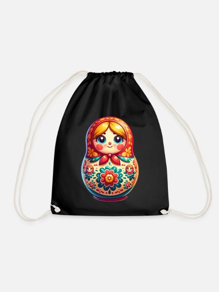Russian Khokhloma Russia Russian Russian - Drawstring Bag - black