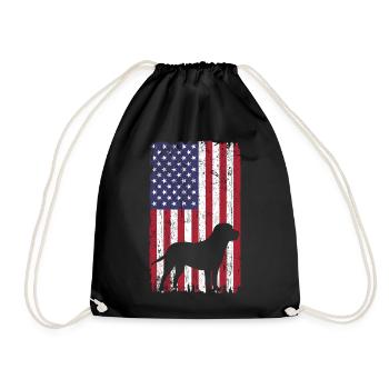 Chien Labrador Retriever avec drapeau des États-Unis - Sac de sport léger - noir - Devant