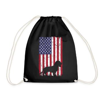 Chien Beagle avec drapeau des États-Unis - Sac de sport léger - noir - Devant