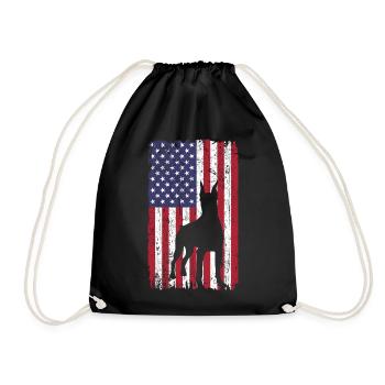Doberman Pinscher chien avec drapeau des États-Unis - Sac de sport léger - noir - Devant