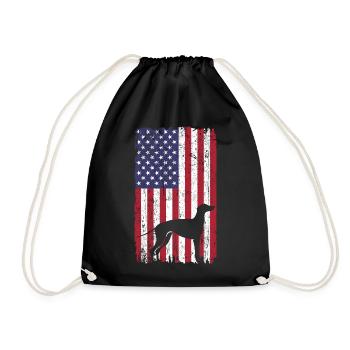 Chien lévrier avec drapeau des États-Unis - Sac de sport léger - noir - Devant