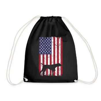 Braque de Weimar avec drapeau des États-Unis - Sac de sport léger - noir - Devant