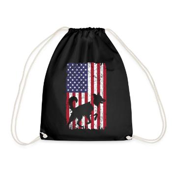 Deutsch Kurzhaar Hund mit USA Flagge - Turnbeutel - Schwarz - Vorne