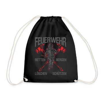 Feuerwehr Retten Löschen Bergen Schützen - Turnbeutel - Schwarz - Vorne
