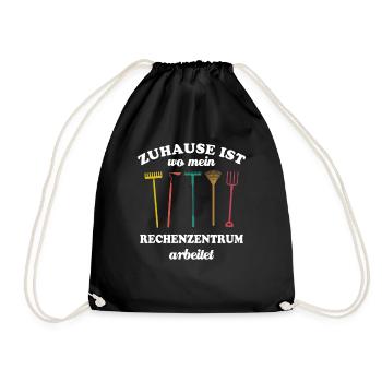 Zuhause ist wo mein Rechenzentrum arbeitet, Garten - Turnbeutel - Schwarz - Vorne