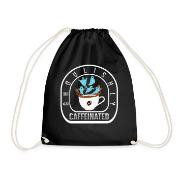 Halloween Shirt, Ghoulishly Caffeinated Tee, Gift - Drawstring Bag - black - Front