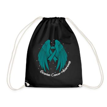 Cancer Awareness Shirt, Ovarian Cancer Awareness - Drawstring Bag - black - Front