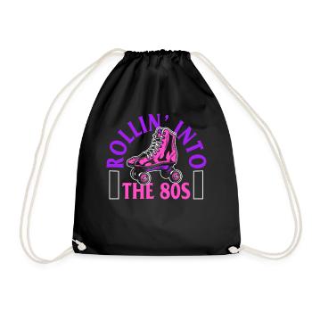 Rollschuh-Shirt, Rollin' Through The 80's T-Shirt - Turnbeutel - Schwarz - Vorne