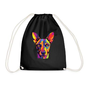 Watercolor Colorful German Pinscher - Drawstring Bag - black - Front