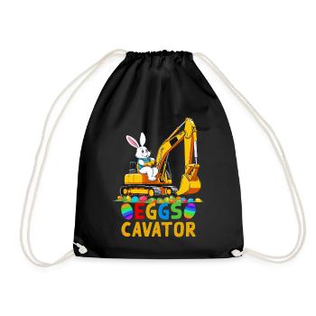 Lustiger Ostern Spruch Osterhase Baggerfahrer - Turnbeutel - Schwarz - Vorne
