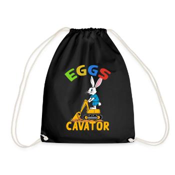 Lustiger Ostern Spruch Osterhase Baggerfahrer - Turnbeutel - Schwarz - Vorne