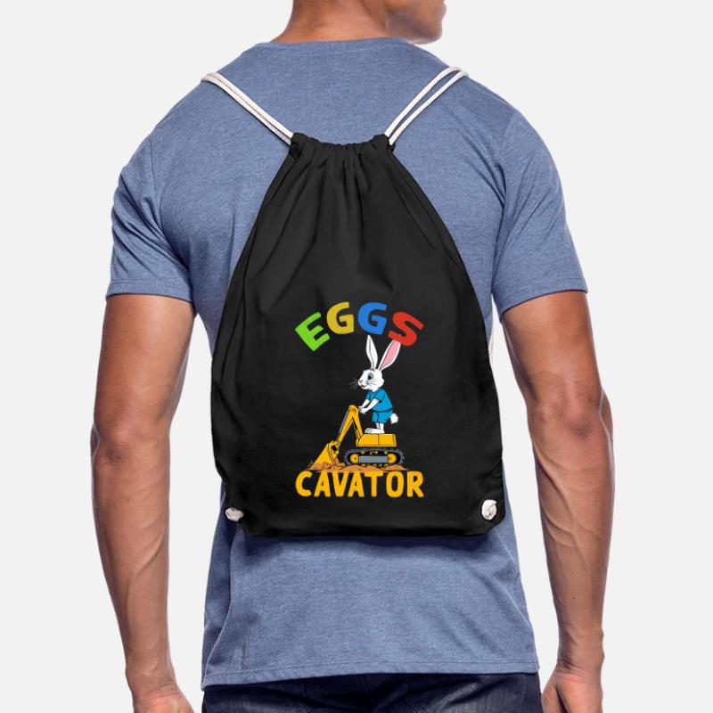 Funny Easter Saying Easter Bunny Excavator Driver Drawstring Bag