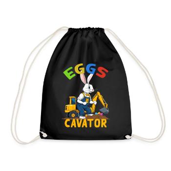 Lustiger Ostern Spruch Osterhase Baggerfahrer - Turnbeutel - Schwarz - Vorne