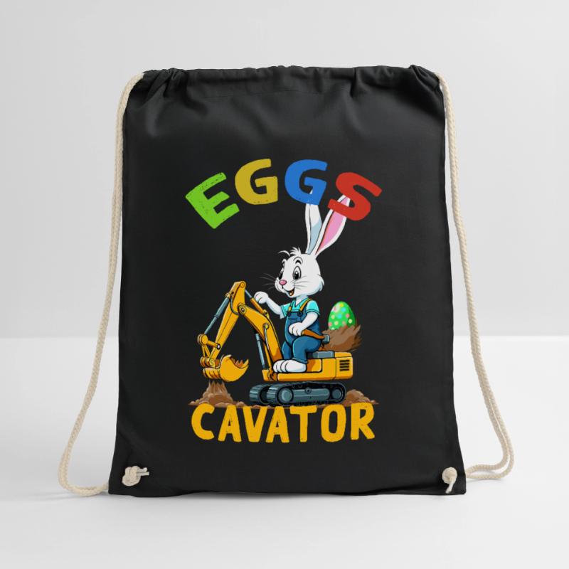 Funny Easter Saying Easter Bunny Excavator Driver Drawstring Bag