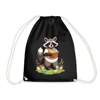Costume mignon de lapin de Pâques raton laveur drôle - Sac de sport léger - noir - Devant