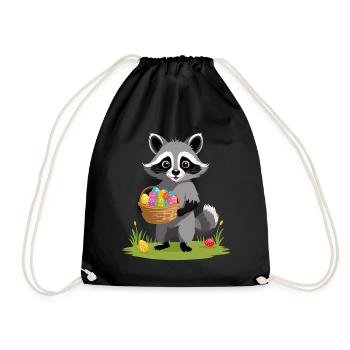 Lustiges Waschbär Osterhasen Niedliches Design - Turnbeutel - Schwarz - Vorne