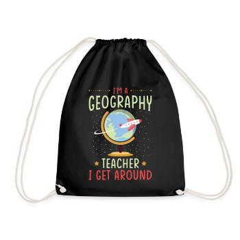 Professeur de géographie avec motif de globe terrestre - Sac de sport léger - noir - Devant
