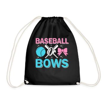 Baseball oder Bögen Geschlecht enthüllen Lustiges Baby - Turnbeutel - Schwarz - Vorne