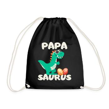 Vatertag Papa Saurus Dinosaurier Familie lustig - Turnbeutel - Schwarz - Vorne