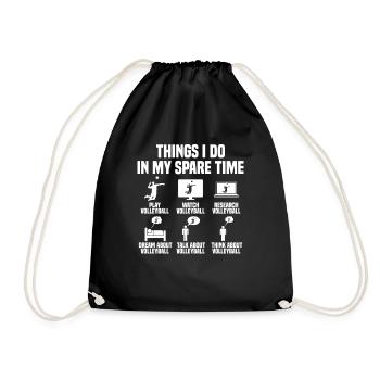 Things I do in my free time: Volleyball - Drawstring Bag - black - Front