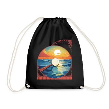 Ocean Waves und Pickleball Paddle Beach Liebhaber - Turnbeutel - Schwarz - Vorne