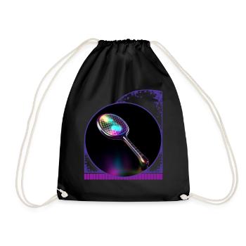 Holographic Pickleball Paddle Futuristic Men - Drawstring Bag - black - Front