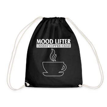 Coffee Shirt, Mood Lifter Insert Coffee Here Tee, - Drawstring Bag - black - Front