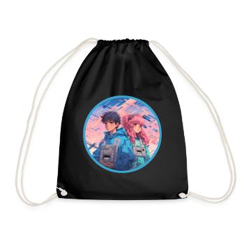 Broken Mixtape Anime Couple Vaporwave Mélancolie - Sac de sport léger - noir - Devant